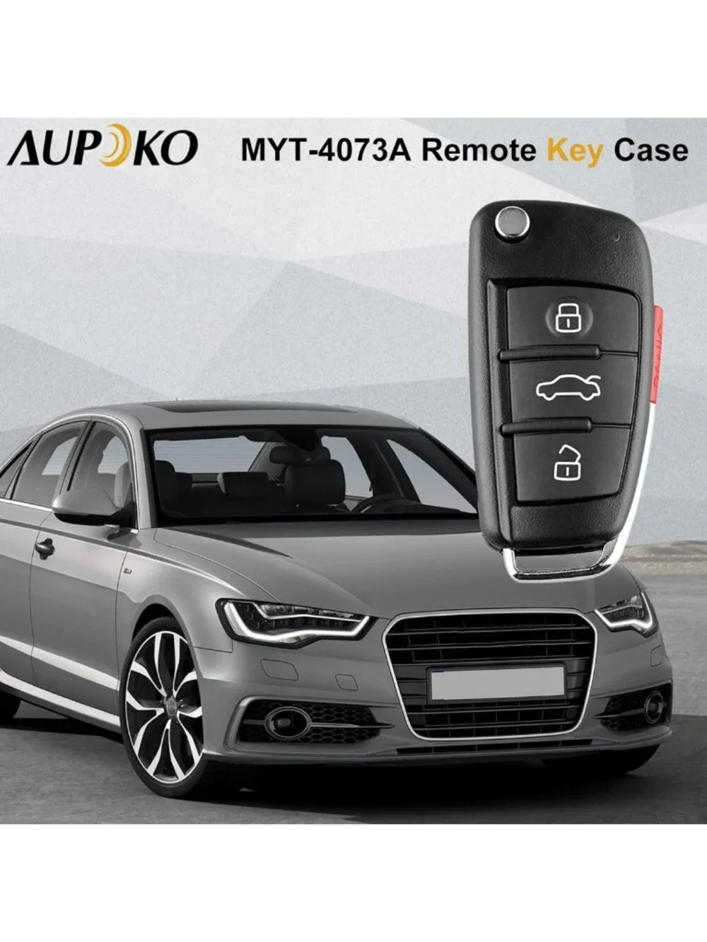 Keyless Entry Remote Key Shell Case, 3 Buttons, Compatible with Audi Models A3